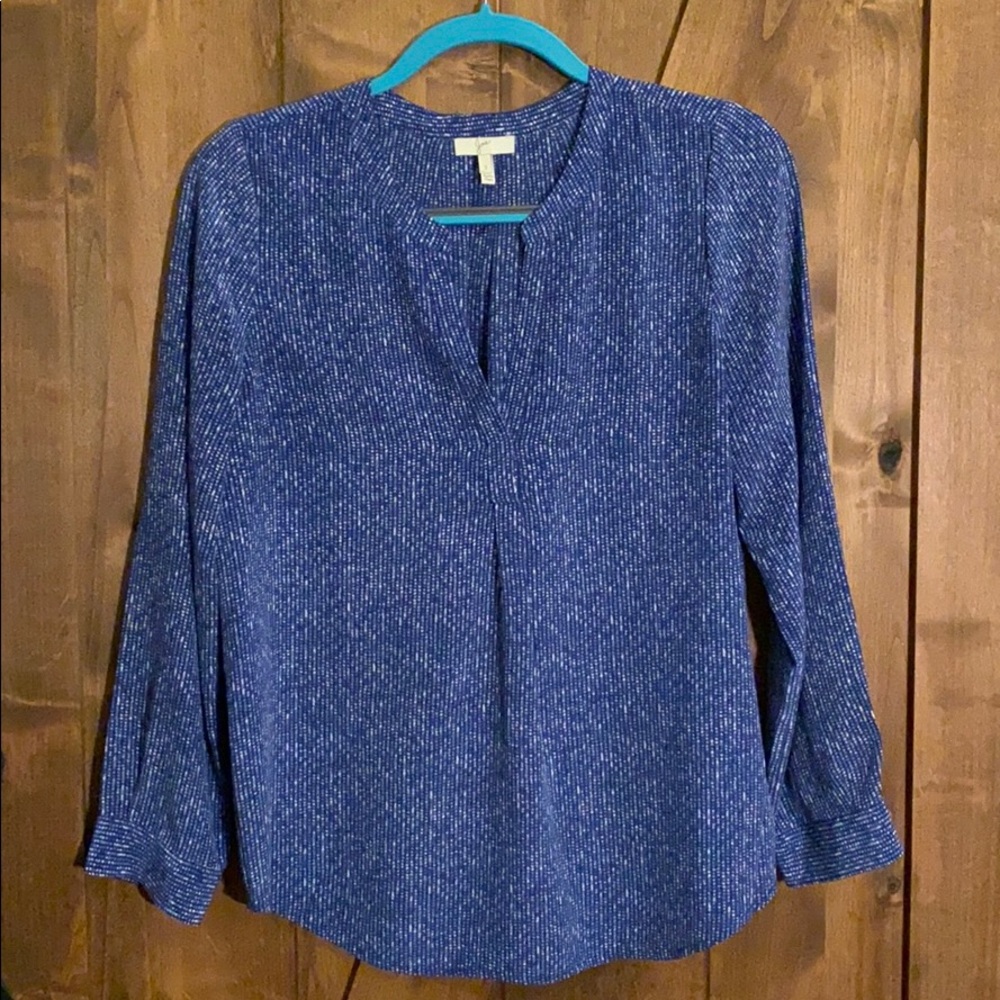 Joie small navy and white print 3/4 blouse!